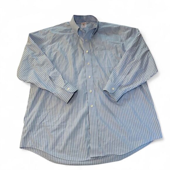 Brooks Brothers Madison Fit Blue and white striped long sleeve button up shirt - Picture 1 of 5